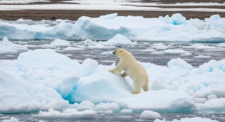 Polar bear on iceberg in arctic waters