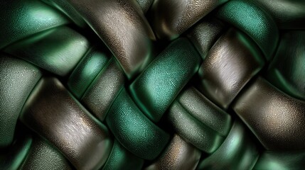 Intricate Woven Pattern With Emerald And Brown Tones