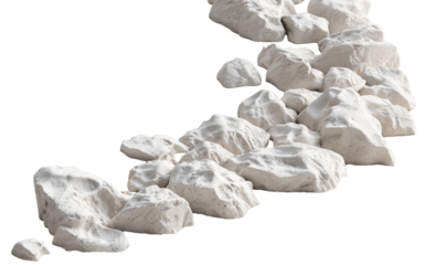 A view of a gravel path that curves gently through a garden area. The design includes rocks and gravel set against a clear background, suitable for multiple applications