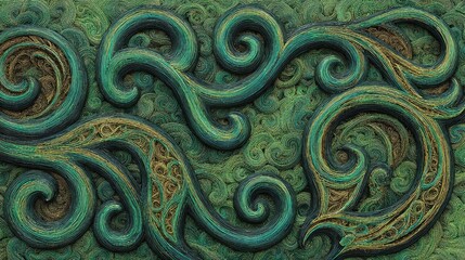 Abstract Pattern With Teal Gold And Green Colors