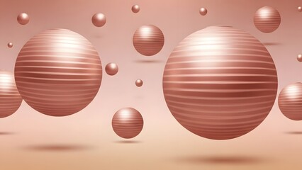 Abstract Rose Gold Spheres Floating in Soft Gradient Background for Modern Design