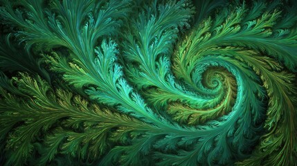 Abstract Spiral Pattern In Teal And Green Colors