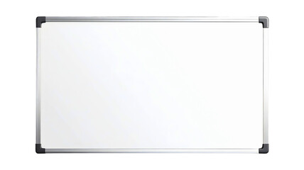 Empty white board or magnetic dry erase board with a silver frame. Isolated on transparent background, png