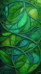 Intricate Green And Teal Stained Glass Art