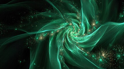 Abstract Glowing Green Spiral Pattern Design