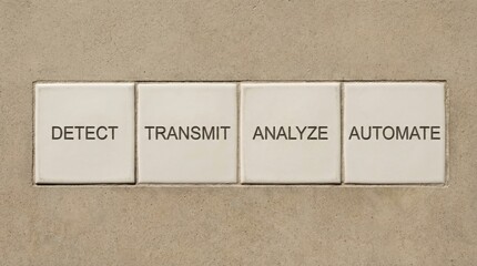 Obraz premium Process Words on Tiles: Transmit, Analyze, Process, Data