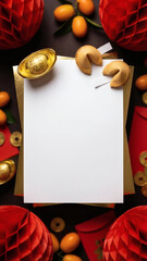 Blank paper mockup with chinese ornament decoration