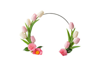 Half Floral Wreath with Pink Tulips