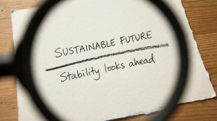 Sustainable Future and Stability Concept Written on Paper