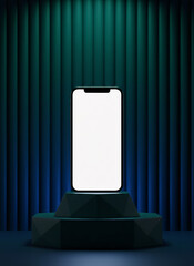 Smartphone presentation on a pedestal with transparent background