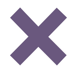 Black cross X mark geometric shape minimal flat icon graphic element on white background 