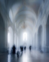 Empty White Church Interior With Soft Light