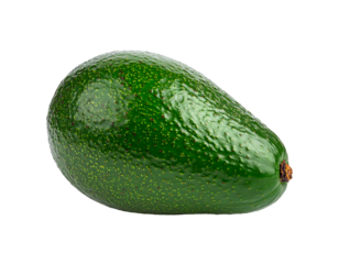 A ripe, textured green avocado with tiny lighter green speckles