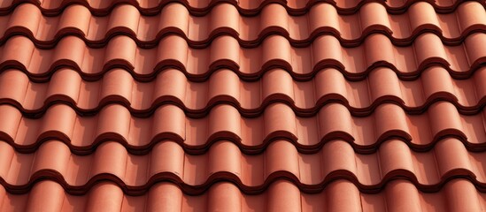 Terracotta Roof Tiles Forming Repeating Pattern Under Natural Light