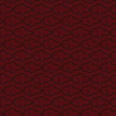 Dark Red Traditional Asian Stylized Cloud Seamless Pattern Background