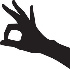 OK Sign Hand Gesture Vector Silhouette