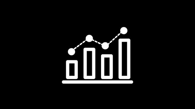 Business graph chart icon animation on transparent background. 4k stock video