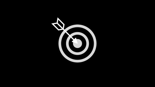 Black and white target with arrow icon animation. 4k stock video