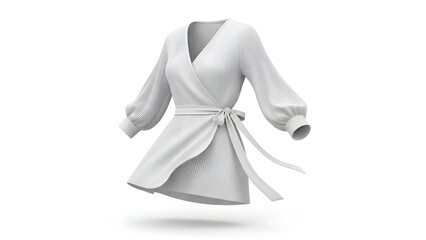 White Robe with Belt on White Background.