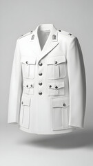 White Double Breasted Jacket on Mannequin.