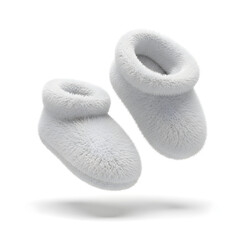 White Baby Booties Hanging in Air.