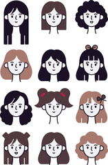 2D Characters With Different Hairstyle 