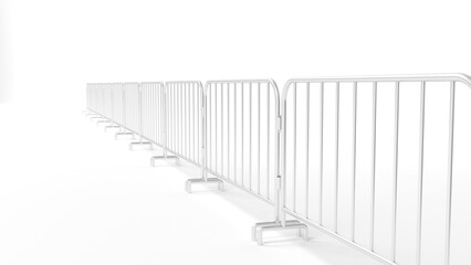 Crowd control barrier isolated on white background. 3d illustration.
