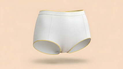 White Underwear Briefs on Beige Background.