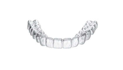 Transparent aligner orthodontic device on gray isolated on solid white background 1
