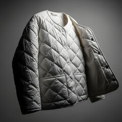 Quilted Jacket on Dark Background Studio Shot.