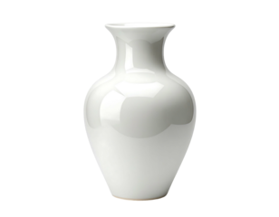 Elegant white ceramic vase, smooth curves, tapered neck, and flared rim