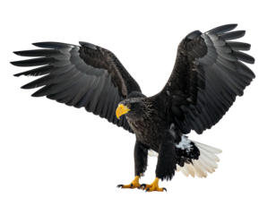 Majestic bird of prey with outstretched wings, sharp beak, and piercing gaze