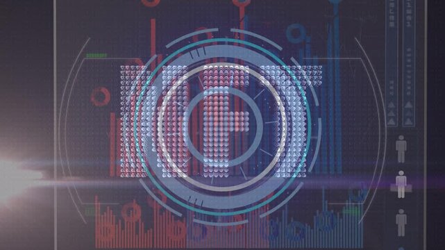 Animation of scope scanning over data processing with nft text on black background