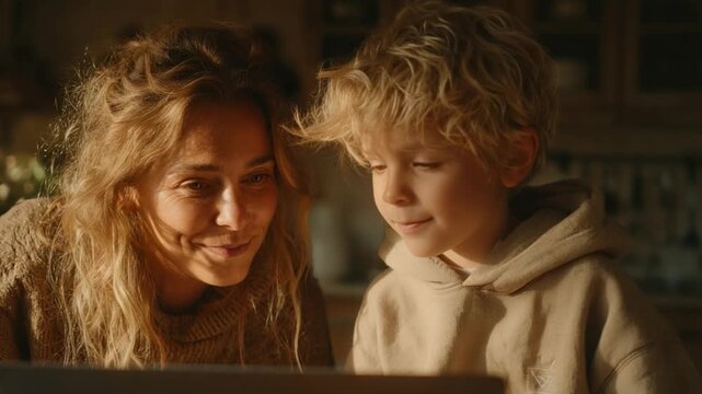 Joyful Moments: Mother and Son Recording Together for Product Review