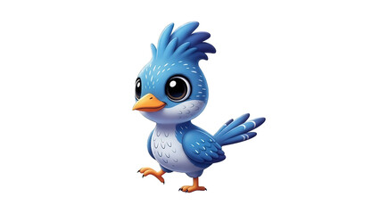 Adorable Blue Cartoon Bird Character Illustration