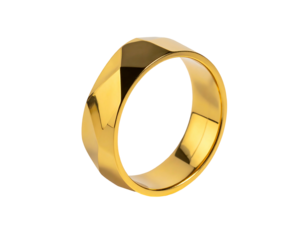 Gleaming gold ring with multifaceted geometric design