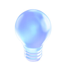 Blue 3d lightbulb illustration isolated on transparent background png for creative light idea concept