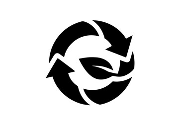 Eco Friendly Circular Economy Sustainable Recycling Symbol Leaf Vector Icon for Green Business and Environment