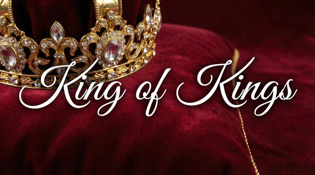 Crown with elegant lettering on velvet background  