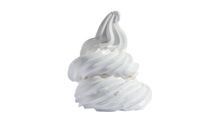 White fluffy cloud-like object stacked in a tower shape against a plain bright backdrop, smooth texture alpha channel with white background