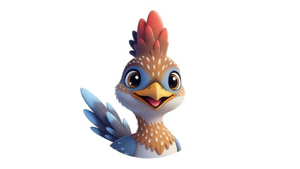 Adorable Cartoon Bird Character with Crest