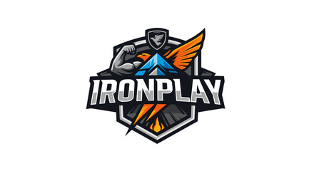 Ironplay Gaming Logo with Wings and Knight.