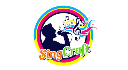 Fototapeta premium SingCraft Logo Silhouette Music Notes Circle.