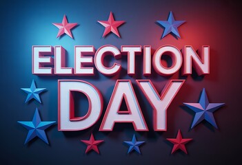 Election day text with stars on dark background
