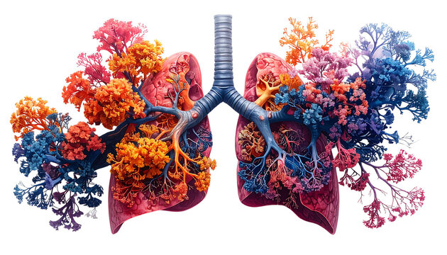 Human respiratory system anatomy illustration with lungs trachea and bronchi isolated on solid white background3
