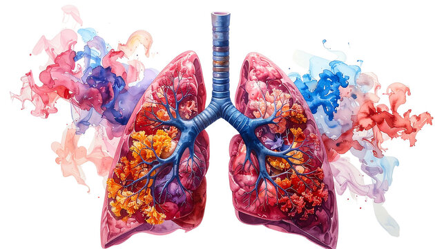 Human respiratory system anatomy illustration with lungs trachea and bronchi isolated on solid white background1
