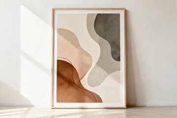 Minimalist abstract wall art illustration with clean edges, soft color transitions, and neutral earthy palette. Modern artistic background designed for contemporary interiors, wall decoration, poster