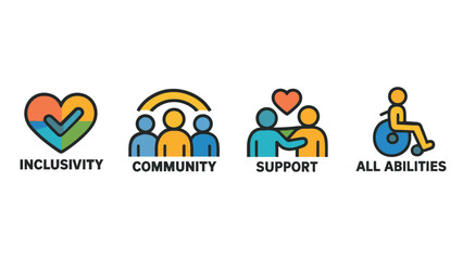 A colorful illustration representing inclusivity and support for all abilities and community