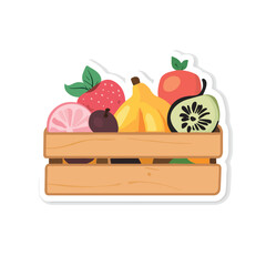 Fototapeta premium Colorful Wooden Crate Filled with Fresh Fruits and Berries