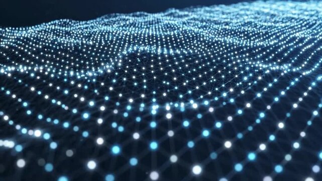 Glowing Blue Dots Digital Pattern Background, Futuristic Technology Design &ndash; 4K Ultra HD Video
